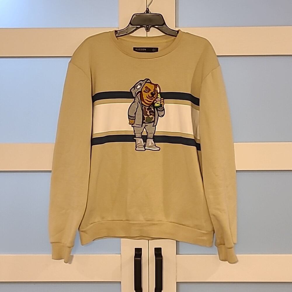 Hudson Outerwear Sweatshirt Mens Large Embroidered Bear Hip Hop